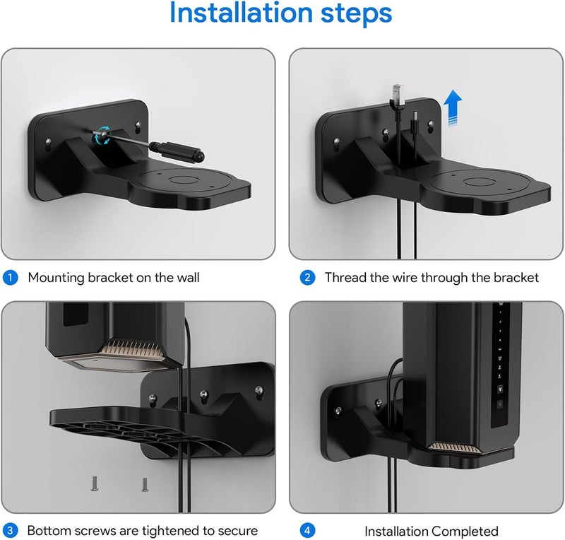 EDUP Nighthawk WiFi 7 Router Wall Mount Kit for Net Gear Nighthawk RS200, RS280S,RS300, RS500, RS600, RS700S and WiFi 7 Mesh Orbi 370,970,770,870, 360 Series -(Black, 2 Pack) - Image 5